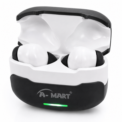 A-MART A-10 Premium Gaming Earbuds (Black & White) | Bluetooth 5.4 | -48dB Noise Reduction | 1000H Standby Battery | Waterproof Wireless Earphones with Instant Connection