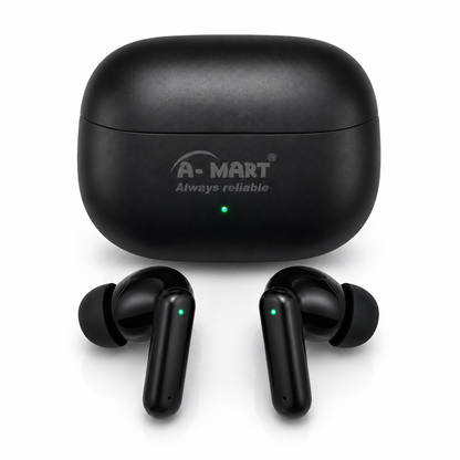 A-MART A-809 Premium True Wireless Earbuds | ANC Active Noise Reduction | 35 Hours Playtime | Deep BASS & 3D Stereo Effect | Bluetooth 5.4 | (Black)