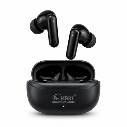A-MART A-809 Premium True Wireless Earbuds | ANC Active Noise Reduction | 35 Hours Playtime | Deep BASS & 3D Stereo Effect | Bluetooth 5.4 | (Black)