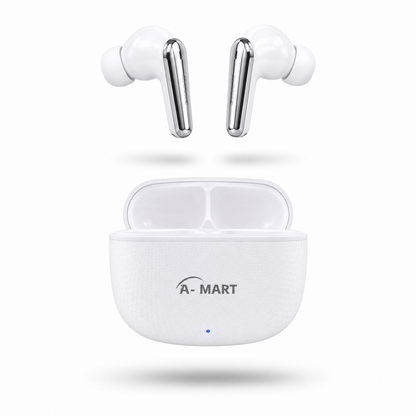 A-MART A-811 Premium Wireless Earbuds | 45 Hours Music Playtime | ENC & ANC Noise Reduction | Bluetooth V5.3 Intelligent Chip | Zero Delay Lossless Audio |  (White)