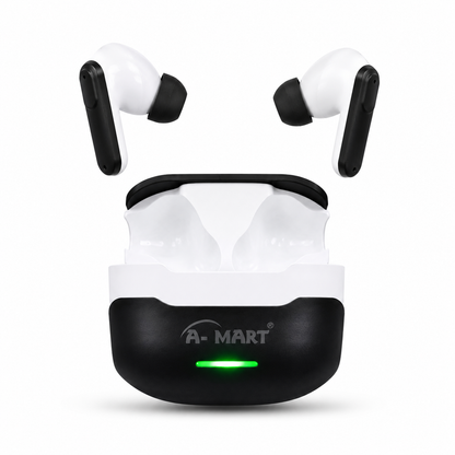A-MART A-10 Premium Gaming Earbuds (Black & White) | Bluetooth 5.4 | -48dB Noise Reduction | 1000H Standby Battery | Waterproof Wireless Earphones with Instant Connection