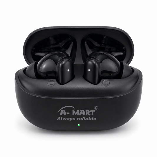 A-MART A-809 Premium True Wireless Earbuds | ANC Active Noise Reduction | 35 Hours Playtime | Deep BASS & 3D Stereo Effect | Bluetooth 5.4 | (Black)