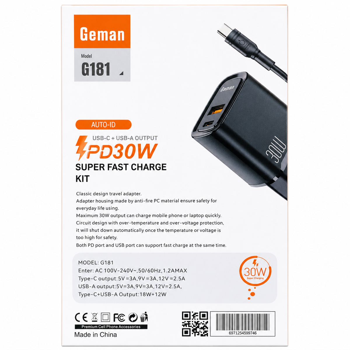 Geman 30W Fast Charge Kit (Model G181)