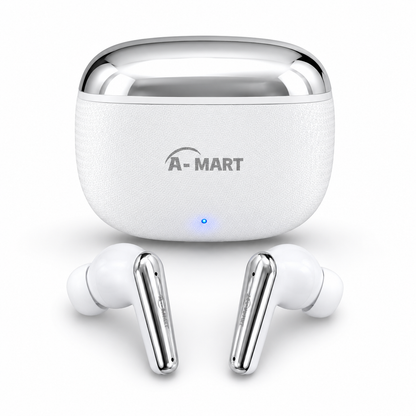 A-MART A-811 Premium Wireless Earbuds | 45 Hours Music Playtime | ENC & ANC Noise Reduction | Bluetooth V5.3 Intelligent Chip | Zero Delay Lossless Audio |  (White)