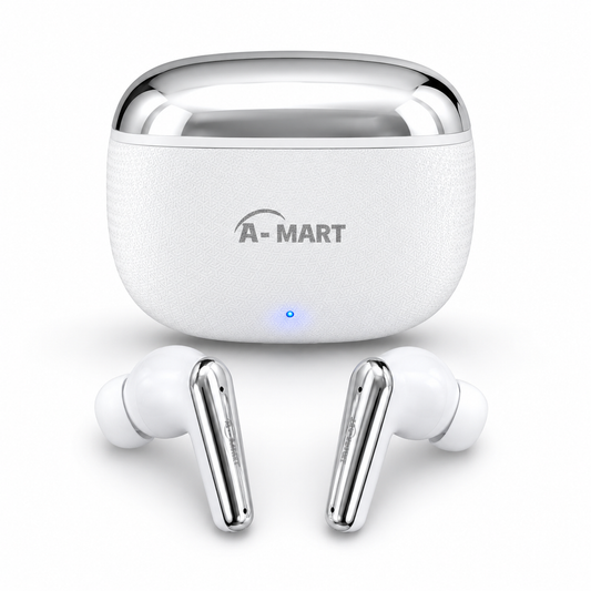 A-MART A-811 Premium Wireless Earbuds | 45 Hours Music Playtime | ENC & ANC Noise Reduction | Bluetooth V5.3 Intelligent Chip | Zero Delay Lossless Audio |  (White)