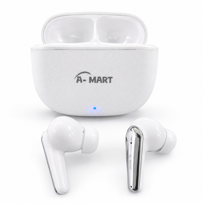 A-MART A-811 Premium Wireless Earbuds | 45 Hours Music Playtime | ENC & ANC Noise Reduction | Bluetooth V5.3 Intelligent Chip | Zero Delay Lossless Audio |  (White)