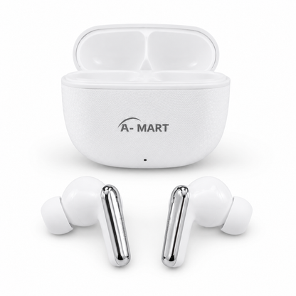 A-MART A-811 Premium Wireless Earbuds | 45 Hours Music Playtime | ENC & ANC Noise Reduction | Bluetooth V5.3 Intelligent Chip | Zero Delay Lossless Audio |  (White)