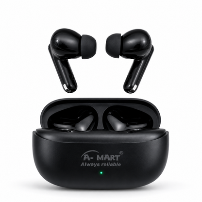 A-MART A-809 Premium True Wireless Earbuds | ANC Active Noise Reduction | 35 Hours Playtime | Deep BASS & 3D Stereo Effect | Bluetooth 5.4 | (Black)