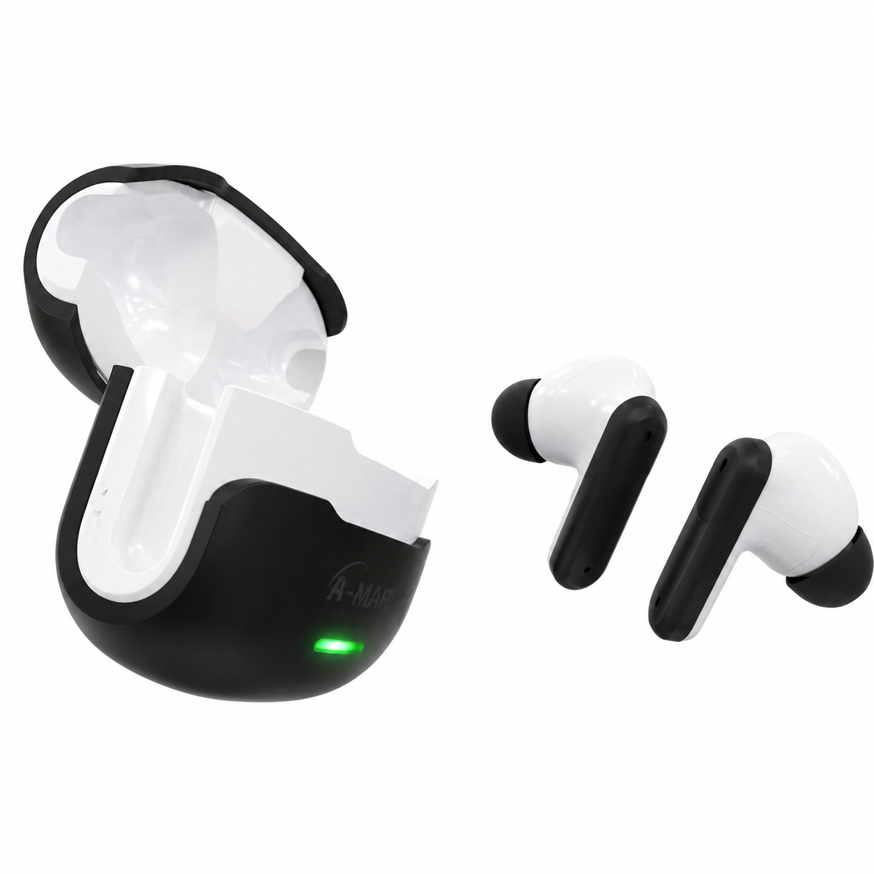 A-MART A-10 Premium Gaming Earbuds (Black & White) | Bluetooth 5.4 | -48dB Noise Reduction | 1000H Standby Battery | Waterproof Wireless Earphones with Instant Connection