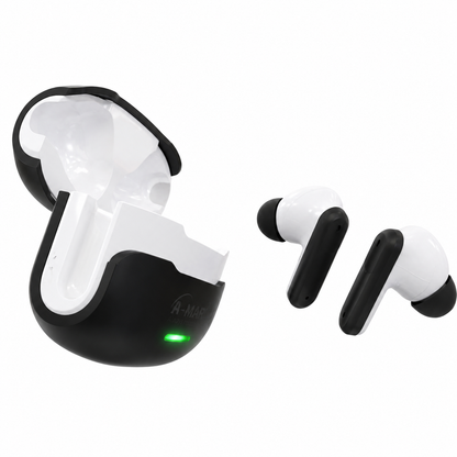 A-MART A-10 Premium Gaming Earbuds (Black & White) | Bluetooth 5.4 | -48dB Noise Reduction | 1000H Standby Battery | Waterproof Wireless Earphones with Instant Connection