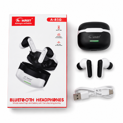 A-MART A-10 Premium Gaming Earbuds (Black & White) | Bluetooth 5.4 | -48dB Noise Reduction | 1000H Standby Battery | Waterproof Wireless Earphones with Instant Connection